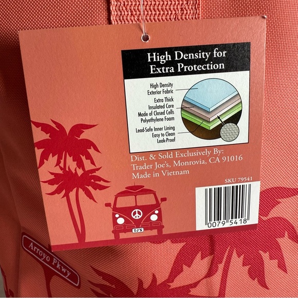 Trader Joe's Large Insulated Peach Grocery Cooler Tote Bag Limited Edition - Picture 10 of 10